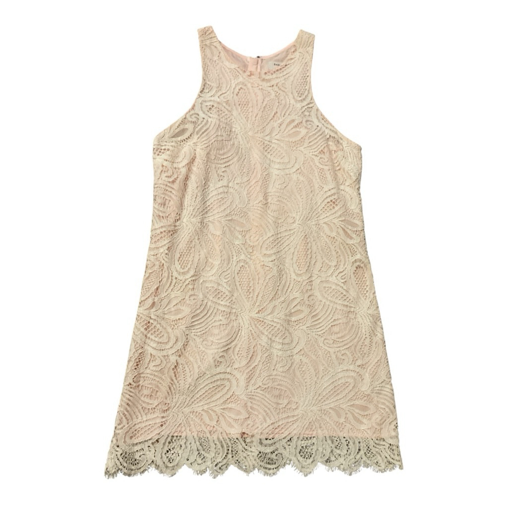 Babaton white lace over pink Halter Mini shift Dress Size 4 - Picture 6 of 13